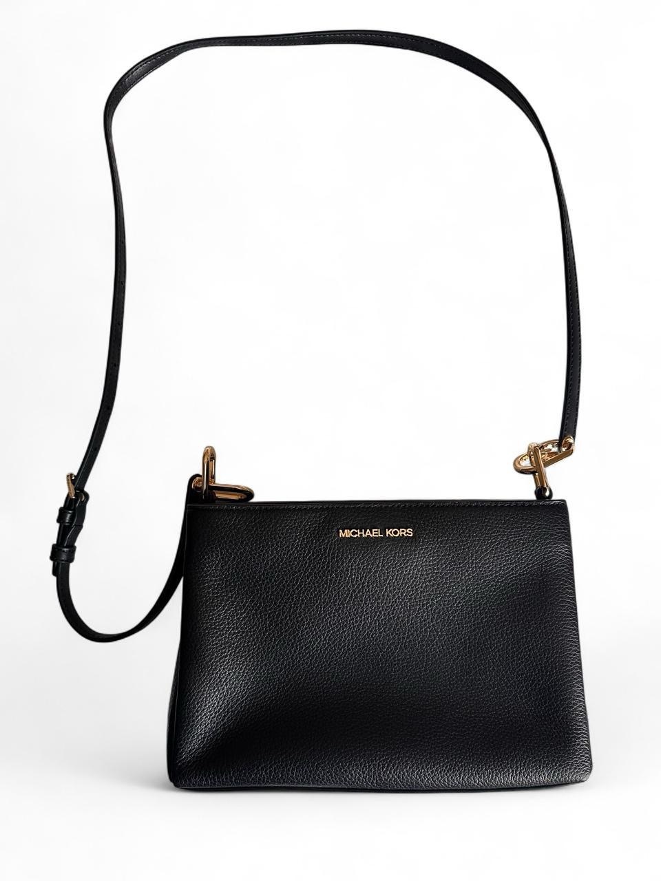 Michael Kors Black Leather Crossbody With Gold Hardware